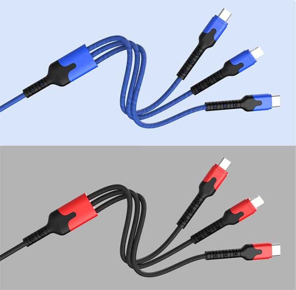 کابل 3 سر (میکرو و تایپ سی و آیفون) مدل DENMEN D29E (عمده و تک)