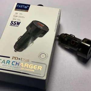 شارژر فندکی WKN-104 با توان 55 وات، پشتیبانی از PD30W و QC4.0، طراحی کوچک و دو پورت خروجی. شارژ سریع، ایمن و مناسب برای موبایل و تبلت | فروشگاه سرداری بندر دیلم.